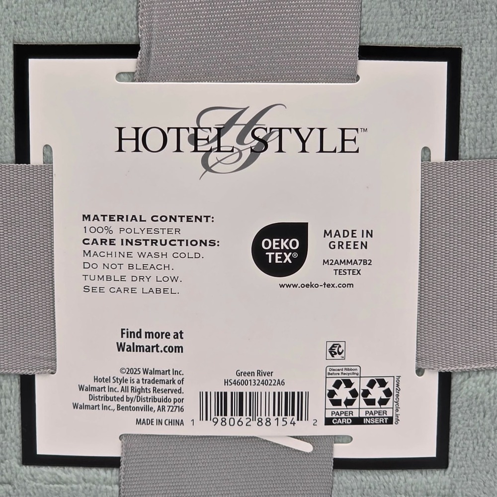 Hotel Style Oversized Luxury Plush Bed Blanket 90x94 Full/Queen, Green River - Picture 8 of 8